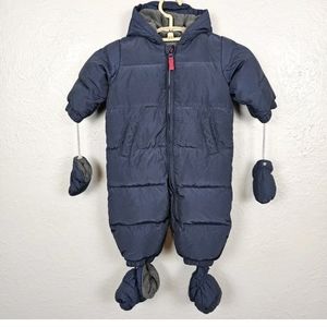 Baby Gap quilted puffy baby snowsuit. Size 0-6 months. Navy blue color